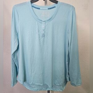 Women'sLight Blue Long Sleeve Set 3 Pieces Sleepwear XXL